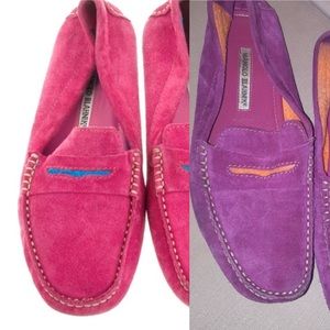 Manolo blahnik fuschia orange driving loafer 7.5